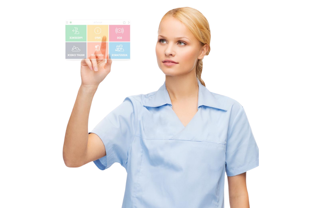 Terminal tactile NurseTab installé dans une chambre