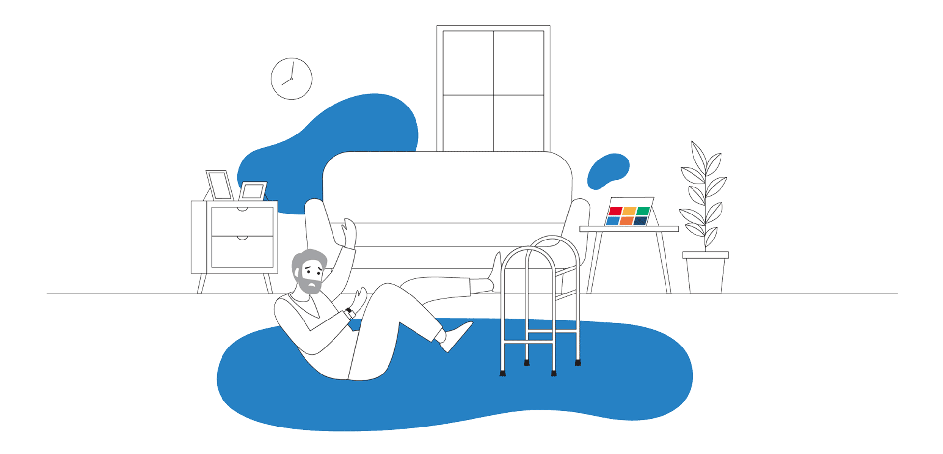 Illustration d'une détection de chute au domicile d'un senior